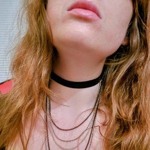 Multi-Color Chain Choker Necklace - Handmade